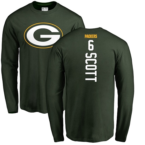 Men Green Bay Packers Green #6 Scott J K Backer Nike NFL Long Sleeve T Shirt